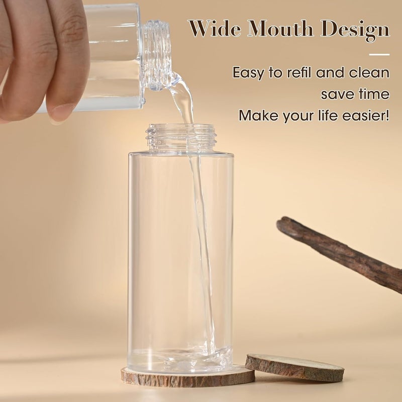 ETTSNU 3 Pack Push Down Pump Dispenser,Clear Push Top Empty Bottles with DIY Stickers for Alcohol,Nail Polish,Makeup Remover,Toner (100ml) - Image 5